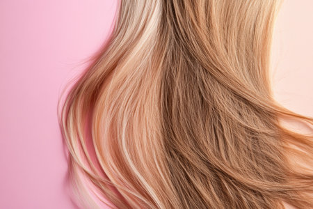 Contrasting two types of hair strands, this visual emphasizes the difference between damaged, dull hair and shiny, healthy hair.の素材