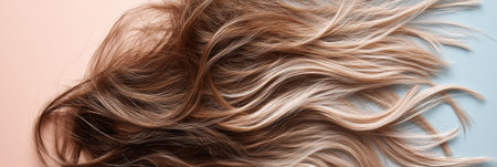 Two types of hair strands, one damaged and dull, the other shiny and healthy, illustrating the difference in hair care results.の素材