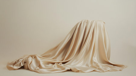 Flowing silk creates a soft and elegant look against a neutral backdrop, inviting creativity and inspiration for design projects with blank space.の素材