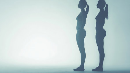 Silhouette highlights remarkable fitness transformation through dedicated workouts, emphasizing strength and perseverance over time.の素材