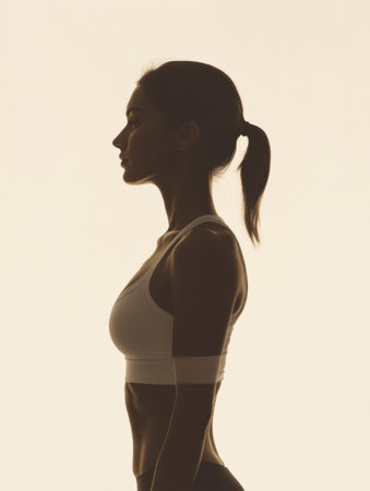 Silhouette showcases a striking fitness transformation emphasizing body change achieved through consistent workouts and commitment to health.の素材