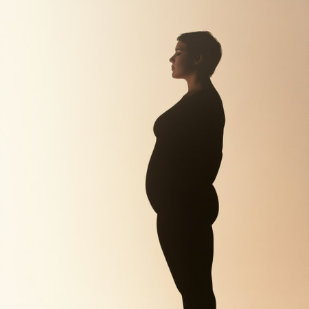 Silhouette captures a striking before and after weight loss transformation emphasizing health and personal growth in soft lighting.の素材