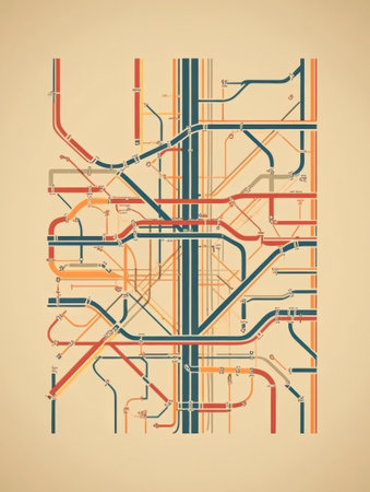 Detailed layout of a subway system features various metro lines, assisting commuters in navigating public transport efficiently.の素材