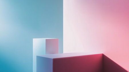 Abstract geometric forms in pastel colors fill the space, creating a soothing environment that invites exploration and contemplation.の素材