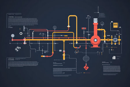 This infographic shows a minimalist view of gas pipelines, including layout, flow direction, and transport metrics.の素材