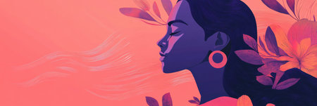 A vibrant illustration of a woman symbol promotes empowerment and unity for International Womens Day.の素材