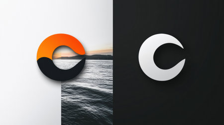 This visual highlights the contrast between an outdated logo and a modern, sleek redesign, illustrating updated branding aesthetics.の素材