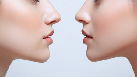 Realistic medical photography shows body shape transformation by highlighting the appearance difference before and after the procedure.の素材