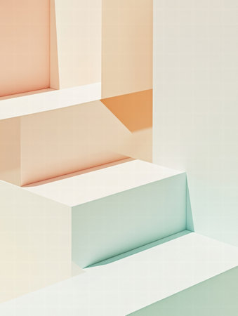 Soft pastel colors blend together in geometric shapes, creating an abstract representation of modern design with clean lines and forms.の素材
