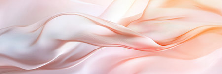 Light pastel fabric flows smoothly, creating a gentle wave pattern that emphasizes softness and tranquility in its texture and color.の素材