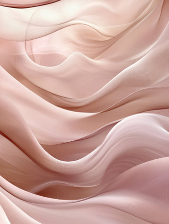 Delicate waves of fabric gently intertwine in soft pink and beige tones, evoking a sense of tranquility and elegance in the atmosphere.の素材