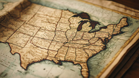 This vintage map highlights key locations in the southeastern United States, featuring historical roads and geographical details.の素材