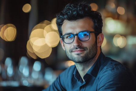 A modern kitchen showcases a sleek stove with vibrant blue flames, perfect for culinary enthusiasts. The warm lighting creates an inviting atmosphere.の素材