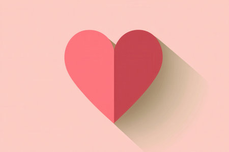 This minimalist heart design showcases warm pink hues with soft shadows, perfect for adding a touch of gentle emotion to digital content.の素材