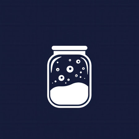 Minimalist jar design with bubbles symbolizes fermentation, perfect for branding in the probiotic food industry.の素材