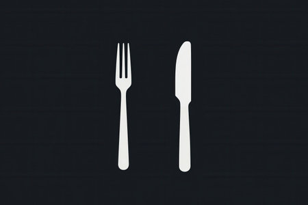 Simple and elegant cutlery design showcases knife and fork silhouettes, perfect for modern dining settings and minimalist decor ideas.の素材