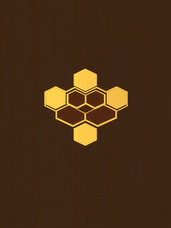 A sleek honeycomb logo designed in golden honey colors exemplifying modernity and a clean, natural aesthetic suitable for branding.の素材