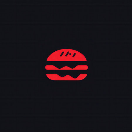 This bold and playful burger icon captures attention with its minimalist design, ideal for fast food branding in a modern setting.の素材