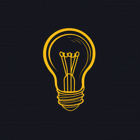 Bright yellow light bulb design shines against a dark backdrop, featuring a minimalist style and clean lines that create a striking visual impact.の素材