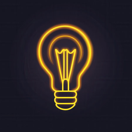 Minimalist design features a glowing light bulb with bright yellow accents, showing a clean style ideal for modern projects.の素材