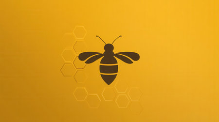 Honeycomb logo illustrated with a modern design and natural elements in golden honey shades, perfect for branding or visual identity.の素材