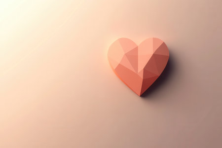 A heart icon in warm pink tones features soft shadows and a flat design, perfect for conveying love and warmth in various applications.の素材
