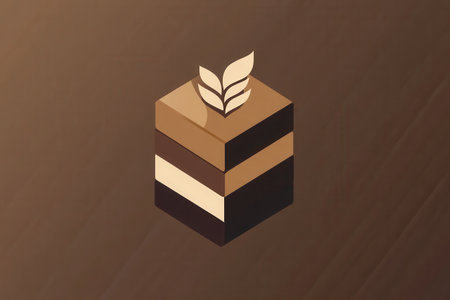 This logo showcases a contemporary chocolate bar design with an elegant leaf accent, using a palette of rich brown tones for a refined appearance.の素材