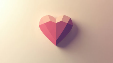 Heart icon showcases a minimalist design in warm pink hues with soft shadows, perfect for conveying love and warmth in digital art projectsの素材