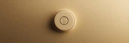 Large power button icon on a neutral backdrop provides an accessible design element, enhancing simplicity and functionality in visual communication.の素材