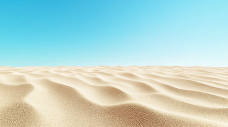 Soft sand dunes stretch across the beach under a bright blue sky, creating a peaceful and inviting atmosphere for visitors to enjoy.の素材