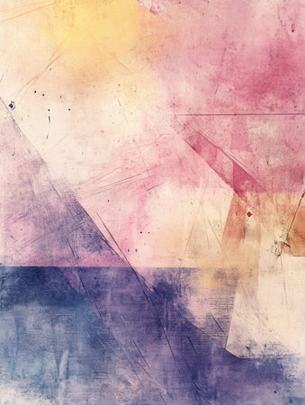 Artwork showcases an abstract blend of watercolor splashes and sketching techniques, emphasizing artistic expression through mixed media elements.の素材