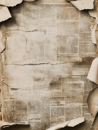 Vintage paper art background aged features newspaper textures and creases, perfect for showing historical political messages.の素材