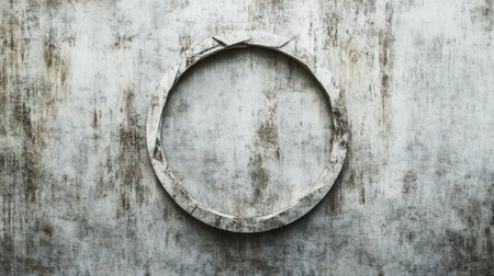 A minimalist design features a circular recycling symbol on a textured backdrop, highlighting the importance of sustainability.の素材