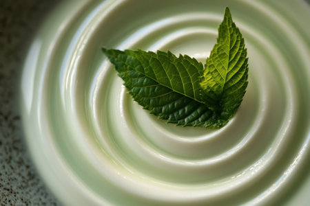 Delicate tea leaf spirals create a calming effect under soft light, embodying minimalist aesthetics and golden ratio composition for tranquility.の素材