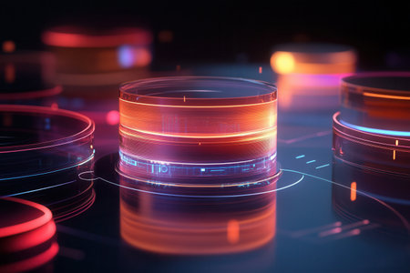 This artwork showcases a mixed reality-inspired backdrop filled with holographic layers and smooth digital textures perfect for futuristic designs.の素材