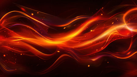 Dynamic background features intense red and orange flames dancing with glowing embers, perfect for adding energy to design projects or presentations.の素材