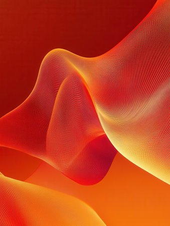 Vibrant waves flow seamlessly in warm tones, designed to evoke energy and motion while providing space for text integration.の素材