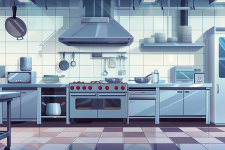 Modern kitchen features clean countertops, organized appliances, and a welcoming vibe for chefs and cleaning brands.の素材