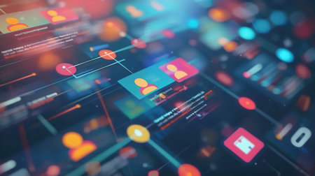 Creating an interactive environment with dynamic business profiles and tailored content, ideal for enhancing B2B marketing efforts across social media.の素材