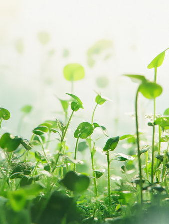 This composition illustrates the rapid growth of plants from seeds to harvest, capturing vibrant natural colors and smooth motion across a serene landscape.の素材
