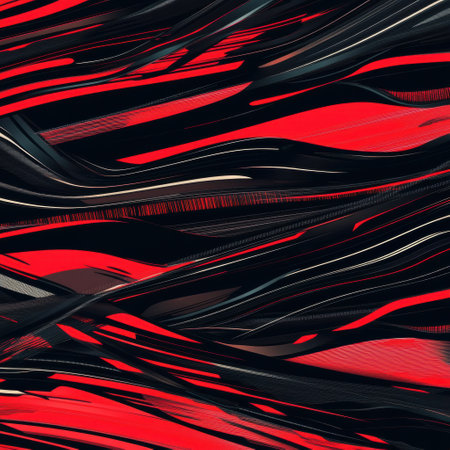 Dynamic design showcases a seamless sports-inspired pattern with sleek lines and speed-driven graphics in a bold black and red color scheme.の素材