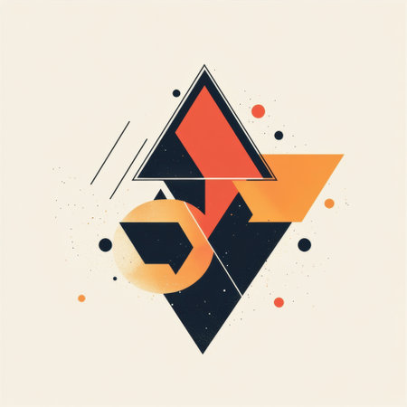 This logo showcases a blend of triangles and circles in a lively composition, using a stylish and modern color palette ideal for branding.の素材