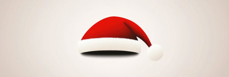 Simple yet striking Santa hat logo featuring vivid red and white colors, softly shadowed to create a warm and joyful holiday vibe ideal for festive events.の素材
