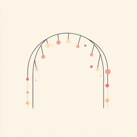 Clean and modern logo incorporates a string of festive lights in an arch shape, set on a soft pastel background, creating an elegant and inviting appearance.の素材