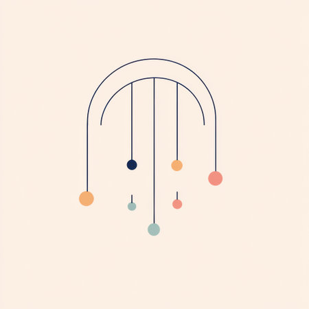 Clean and minimalistic logo showcases a string of festive lights forming an arch, set against a soft pastel background for a contemporary look.の素材
