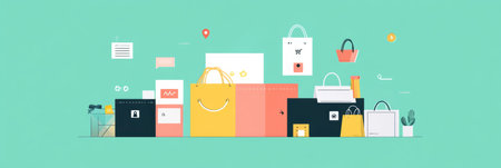 Visual representation of an e-commerce interface showcasing product ratings, customer reviews, and a user-friendly feedback system in a modern design.の素材