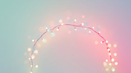 Festive lights creatively form an elegant arch against a soft pastel background, showcasing a clean and minimalistic design perfect for contemporary branding.の素材