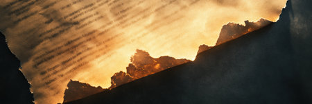 A torn political document glows with dramatic lighting, embodying themes of change and protest against a backdrop of political transformation.の素材