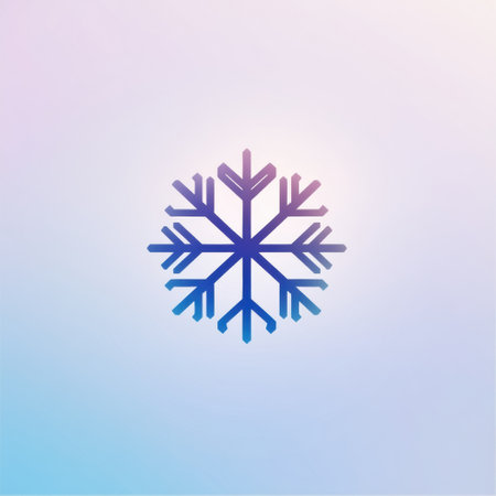 Snowflake logo appears centered against a soft gradient winter background, embodying a clean and modern festive aesthetic in a serene seasonal setting.の素材