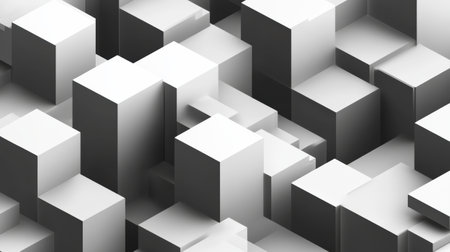 A modern isometric layout cubes features arranged with careful spacing, highlighting minimalism and soft shadows for a striking visual effectの素材